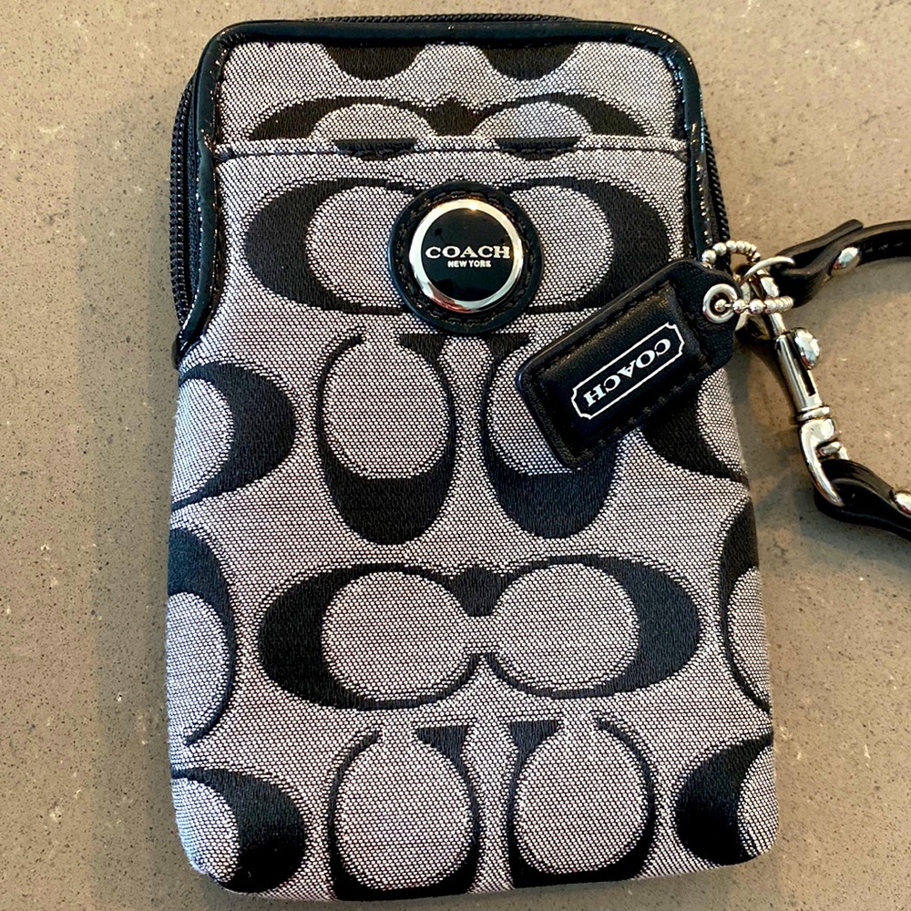 Coach wristlet wallet gray silver black